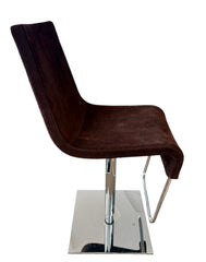 Bonaldo "Skipping" Swivel Barstool. Brown Suede Upholstery, Chrome Base