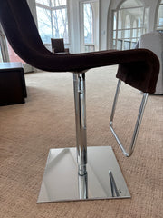 Bonaldo "Skipping" Swivel Barstool. Brown Suede Upholstery, Chrome Base