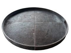 Montgomery Round Cow Hide Wood Decorative Tray