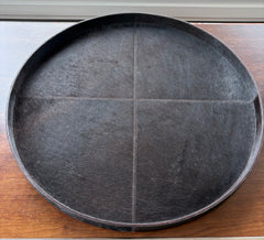 Montgomery Round Cow Hide Wood Decorative Tray