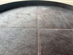 Montgomery Round Cow Hide Wood Decorative Tray