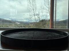 Montgomery Round Cow Hide Wood Decorative Tray