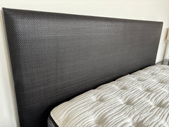 King Bed Woven Black Leather Headboard, Suede Sideboards, sku: 032756