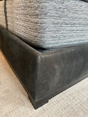 King Bed Woven Black Leather Headboard, Suede Sideboards, sku: 032756