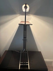 Floor Lamp in Chrome & Leather with Serving Tray, sku: 032804