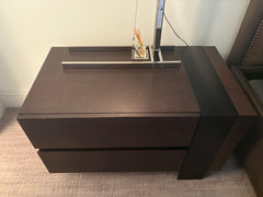 Anton Prulx Night Stand, Bedside Cabinetd, Solid Wood, Steel Frame, Two Drawers, Pair