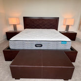 King Size Brown Suede Leather Cross Stitch Bed Frame, sku: 032814