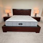King Size Brown Suede Leather Cross Stitch Bed Frame, sku: 032814
