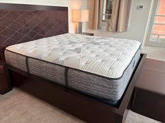 King Size Brown Suede Leather Cross Stitch Bed Frame, sku: 032814