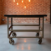 Industrial Table, Solid Wood Top, Iron Frame, Rectangle, Sku: 033725