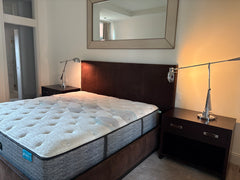 King Bed, Split Leather Head Rest, Brown, sku: 032835