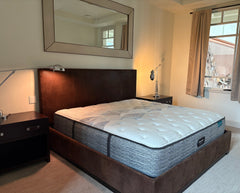 King Bed, Split Leather Head Rest, Brown, sku: 032835