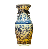 Tall Ceramic Vase, White with Blue Flowers, sku: 032082