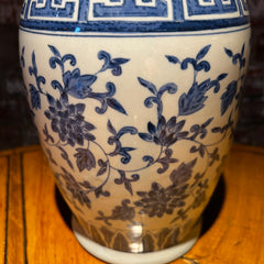 Tall Ceramic Vase, White with Blue Flowers, sku: 032082
