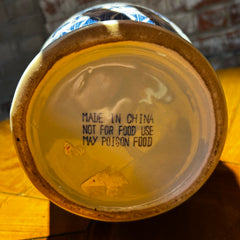 Tall Ceramic Vase, White with Blue Flowers, sku: 032082