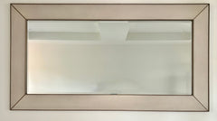 Large Wall Mirror, Cream Leather & Chrome Frame, sku: 032812