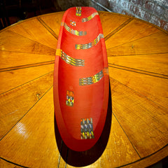 Martin Kremer Glass Table Art, Long Bowl, Red and Multi-color
