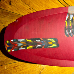 Martin Kremer Glass Table Art, Long Bowl, Red and Multi-color