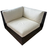 Corner Brown Leather Chair, White Upholstery Cushions, sku: 032816