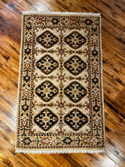 Area Rug, Wool, Cream, Tan, Charcoal,