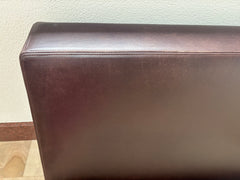 Corner Brown Leather Chair, White Upholstery Cushions, sku: 032816