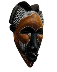 Kelechi African Wood Hand Carved Mask, Primitive