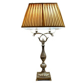 Table Lamp, Metallic Leaf Finish with Custom Pleated Shade, Rectangle