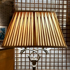 Table Lamp, Metallic Leaf Finish with Custom Pleated Shade, Rectangle