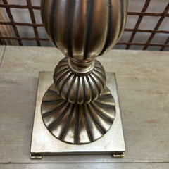 Table Lamp, Metallic Leaf Finish with Custom Pleated Shade, Rectangle