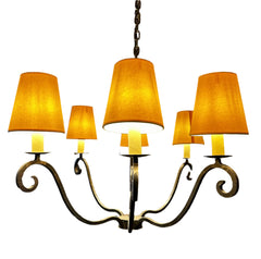 Chandelier, Iron, Black, Six Arm, Six Candle Stick, Branch with Leaves Design, Rustic