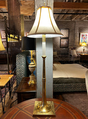 Table Lamp, Solid Brass, Candlestick Top, Trumpet Base
