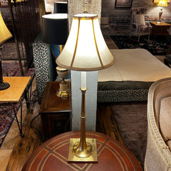 Table Lamp, Solid Brass, Candlestick Top, Trumpet Base