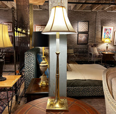 Table Lamp, Solid Brass, Candlestick Top, Trumpet Base