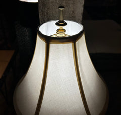 Table Lamp, Solid Brass, Candlestick Top, Trumpet Base