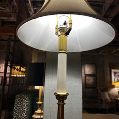Table Lamp, Solid Brass, Candlestick Top, Trumpet Base