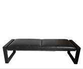 Black Leather Bench, Chrome Detail, sku: 032753