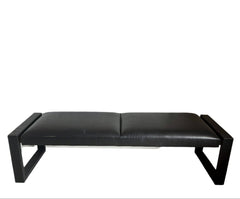 Black Leather Bench, Chrome Detail, sku: 032753