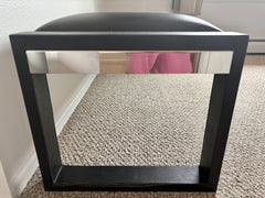 Black Leather Bench, Chrome Detail, sku: 032753