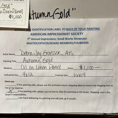 Debra Joy Groesser Original Art, "Autumn Gold," Oil on Canvas, Framed