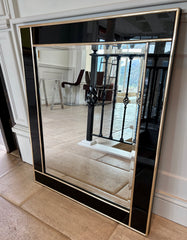 1970s Modern Black Lucite & Gold Metal Framed Mirror, sku: 032883