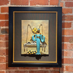 Erte's "Pillow Swing" Cold Painted Bronze Wall Sculpture, Framed, Sku: 033751
