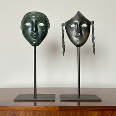 Sarreid Ltd Brass Drama Masks on Iron Strands, Pair, Sku: 033800