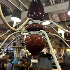 Chandelier with Brown Ceramic Center, Twelve-Arm