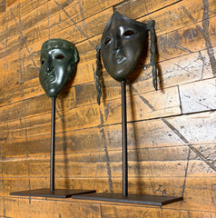 Sarreid Ltd Brass Drama Masks on Iron Strands, Pair, Sku: 033800