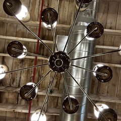 Chandelier with Brown Ceramic Center, Twelve-Arm