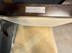 Studio H, Holly Hunt Collection Creme Leather Wood Frame Dining Chairs, Set of Eight, Sku 032778