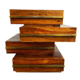 Brownstone Stacked Side Table with Drawer, Brushed Brass Detail Sku #032277