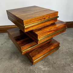 Brownstone Stacked Side Table with Drawer, Brushed Brass Detail Sku #032277