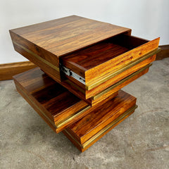 Brownstone Stacked Side Table with Drawer, Brushed Brass Detail Sku #032277