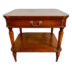 Hadleigh Nightstand with Drawer, Lower Shelf, Brass Pull